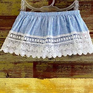 Primark | blue stripe lace crop top